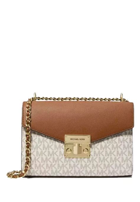 michael kors rose medium logo and faux leather shoulder bag|shoulder bag Michael Kors outlet.